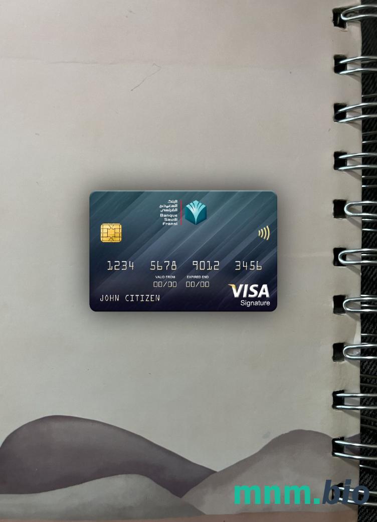 Saudi Arabia Banque Saudi Fransi bank visa signature card wygląd fotograficzny skan PSD + zdjęcie